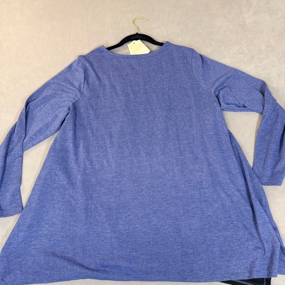Retrology Women's Blue & Black V-Neck Soft Pull Over Top Button Accents- 1X- NWT - Picture 10 of 14